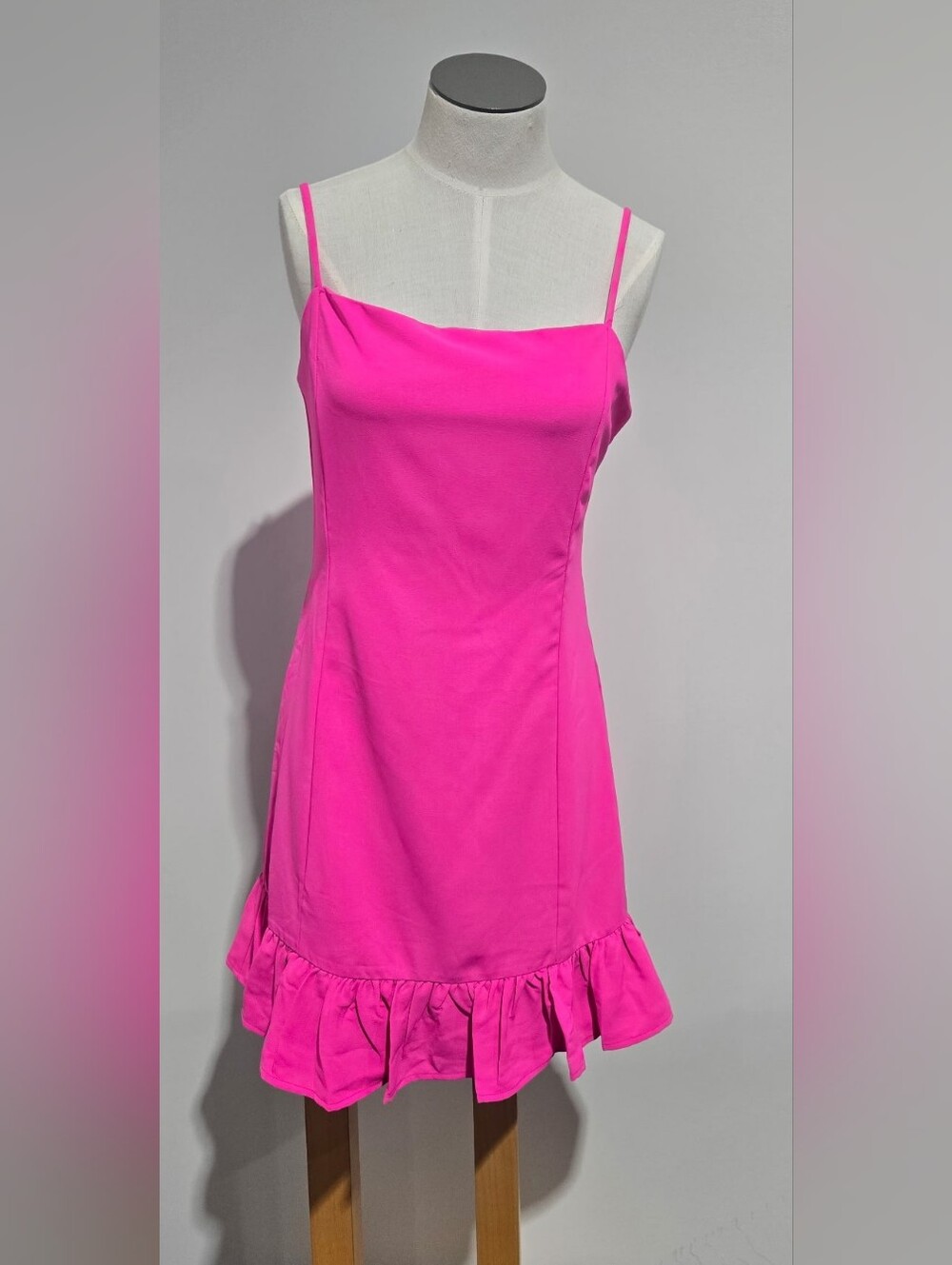 Impressions Hot Pink Spaghetti-Strap Ruffle Mini Dress